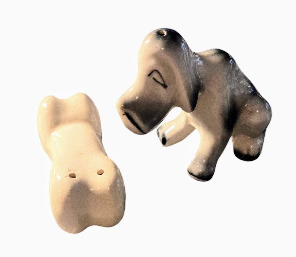 Vintage Anthropomorphic Dog with Bone Salt and Pepper Shakers Made In Japan